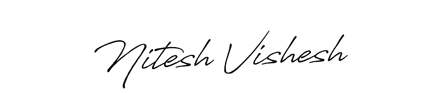 This is the best signature style for the Nitesh Vishesh name. Also you like these signature font (Antro_Vectra_Bolder). Mix name signature. Nitesh Vishesh signature style 7 images and pictures png