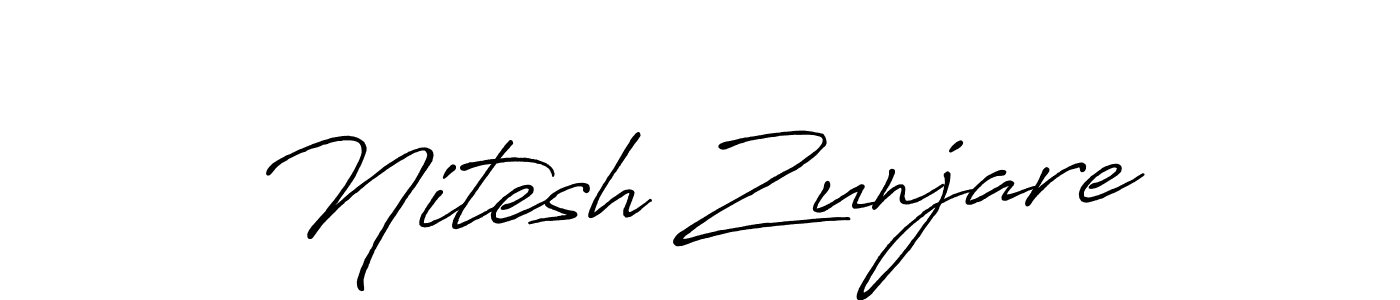 How to Draw Nitesh Zunjare signature style? Antro_Vectra_Bolder is a latest design signature styles for name Nitesh Zunjare. Nitesh Zunjare signature style 7 images and pictures png