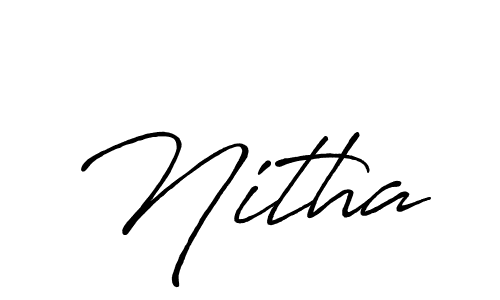 How to make Nitha name signature. Use Antro_Vectra_Bolder style for creating short signs online. This is the latest handwritten sign. Nitha signature style 7 images and pictures png