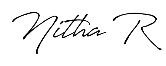 Elevate your brand with a stunning Nitha R eSignature. The Antro_Vectra_Bolder style provides a balanced, flowing aesthetic for everyday signing. Nitha R signature style 7 images and pictures png