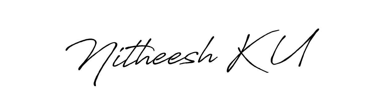 This is the best signature style for the Nitheesh K U name. Also you like these signature font (Antro_Vectra_Bolder). Mix name signature. Nitheesh K U signature style 7 images and pictures png