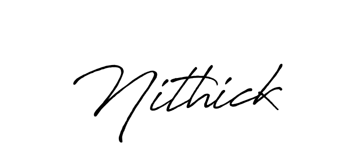 Use a signature maker to create a handwritten signature online. With this signature software, you can design (Antro_Vectra_Bolder) your own signature for name Nithick. Nithick signature style 7 images and pictures png