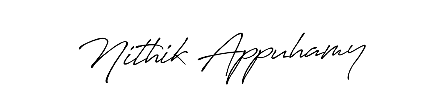 How to make Nithik Appuhamy signature? Antro_Vectra_Bolder is a professional autograph style. Create handwritten signature for Nithik Appuhamy name. Nithik Appuhamy signature style 7 images and pictures png