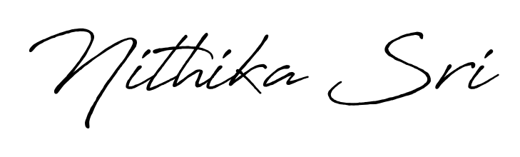 A timeless handwritten aesthetic for Nithika Sri. The Antro_Vectra_Bolder font gives your signature a handcrafted feel with natural curves. Nithika Sri signature style 7 images and pictures png
