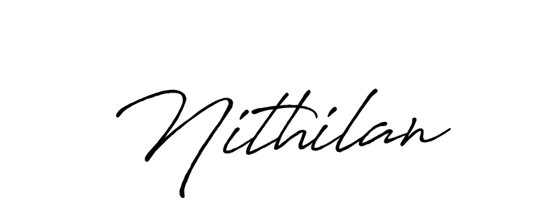 Use a signature maker to create a handwritten signature online. With this signature software, you can design (Antro_Vectra_Bolder) your own signature for name Nithilan. Nithilan signature style 7 images and pictures png