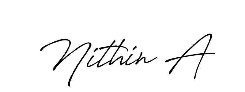 Similarly Antro_Vectra_Bolder is the best handwritten signature design. Signature creator online .You can use it as an online autograph creator for name Nithin A. Nithin A signature style 7 images and pictures png