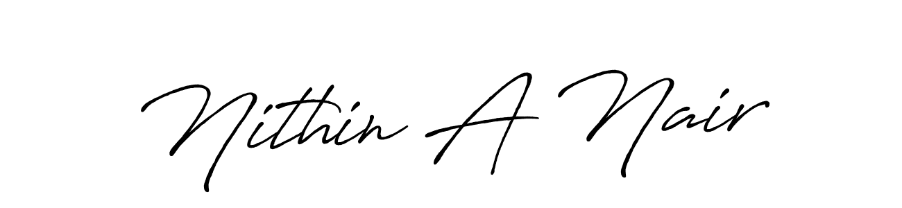 How to make Nithin A Nair name signature. Use Antro_Vectra_Bolder style for creating short signs online. This is the latest handwritten sign. Nithin A Nair signature style 7 images and pictures png