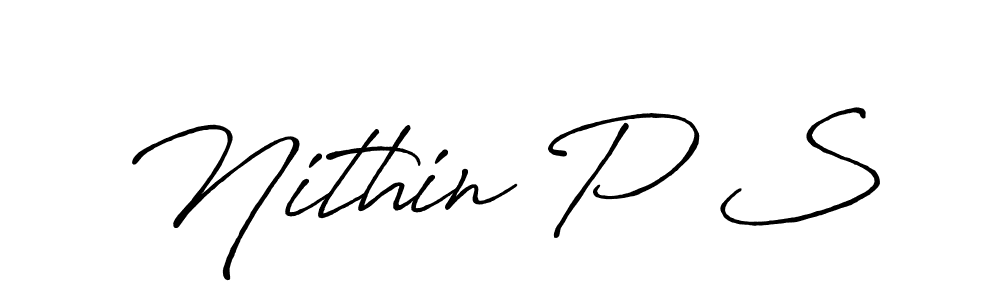 Make a beautiful signature design for name Nithin P S. With this signature (Antro_Vectra_Bolder) style, you can create a handwritten signature for free. Nithin P S signature style 7 images and pictures png