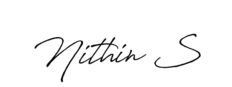if you are searching for the best signature style for your name Nithin S. so please give up your signature search. here we have designed multiple signature styles  using Antro_Vectra_Bolder. Nithin S signature style 7 images and pictures png