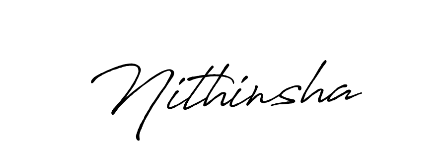 Use a signature maker to create a handwritten signature online. With this signature software, you can design (Antro_Vectra_Bolder) your own signature for name Nithinsha. Nithinsha signature style 7 images and pictures png