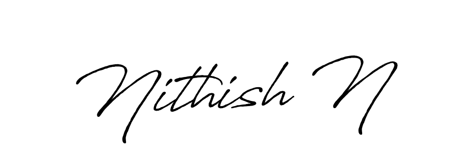 How to make Nithish N signature? Antro_Vectra_Bolder is a professional autograph style. Create handwritten signature for Nithish N name. Nithish N signature style 7 images and pictures png
