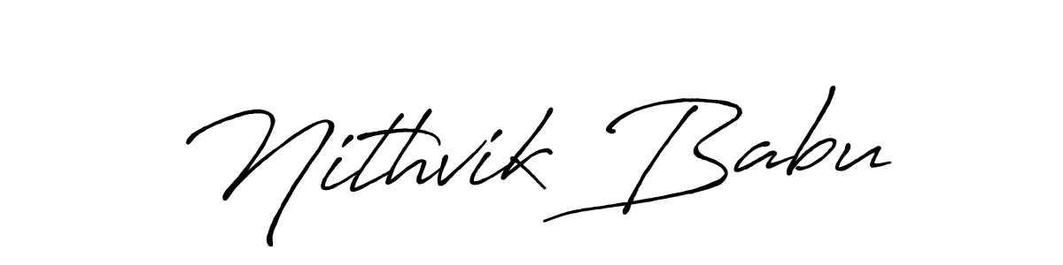 Use a signature maker to create a handwritten signature online. With this signature software, you can design (Antro_Vectra_Bolder) your own signature for name Nithvik Babu. Nithvik Babu signature style 7 images and pictures png