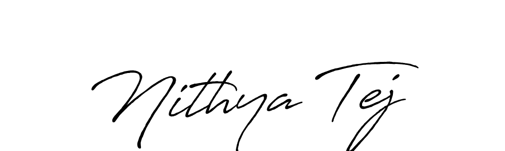 Antro_Vectra_Bolder is a professional signature style that is perfect for those who want to add a touch of class to their signature. It is also a great choice for those who want to make their signature more unique. Get Nithya Tej name to fancy signature for free. Nithya Tej signature style 7 images and pictures png