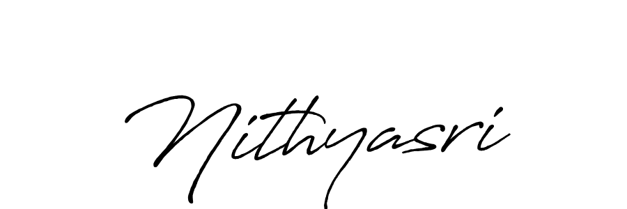 Make a beautiful signature design for name Nithyasri. With this signature (Antro_Vectra_Bolder) style, you can create a handwritten signature for free. Nithyasri signature style 7 images and pictures png