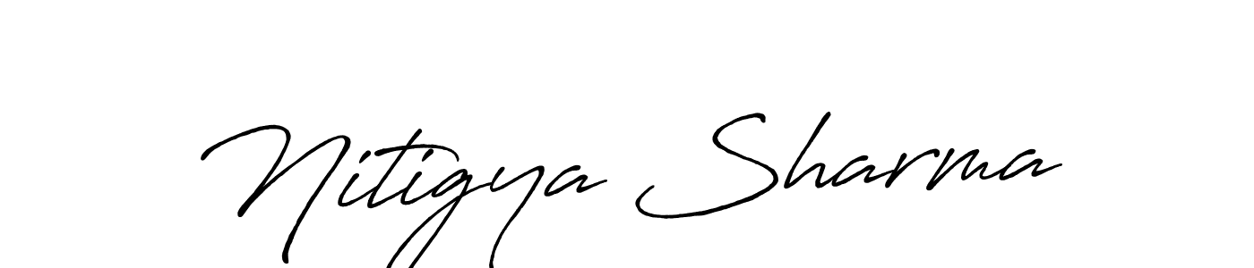 Create a beautiful signature design for name Nitigya Sharma. With this signature (Antro_Vectra_Bolder) fonts, you can make a handwritten signature for free. Nitigya Sharma signature style 7 images and pictures png