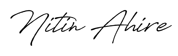 Designed for modern professionals: Nitin Ahire name signature crafted with Antro_Vectra_Bolder script. Ready for digital PDF workflows. Nitin Ahire signature style 7 images and pictures png