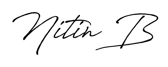 A classic penmanship look for Nitin B. The Antro_Vectra_Bolder font brings timeless elegance and confidence to every signed document. Nitin B signature style 7 images and pictures png
