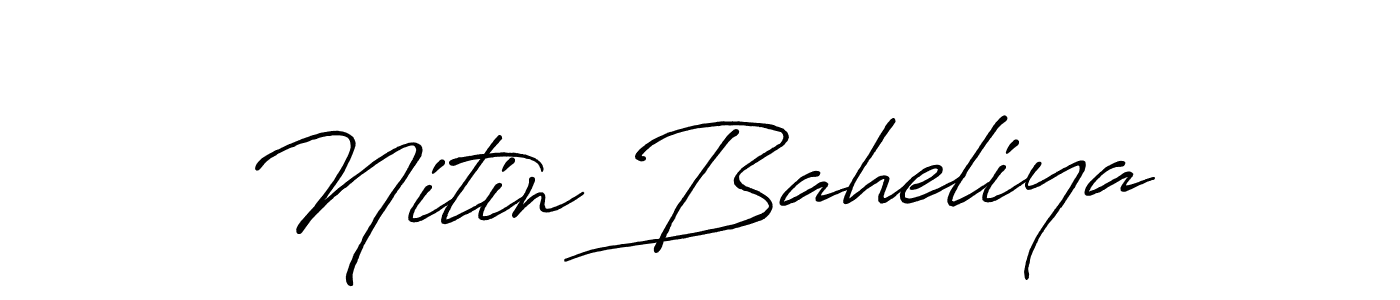 How to make Nitin Baheliya name signature. Use Antro_Vectra_Bolder style for creating short signs online. This is the latest handwritten sign. Nitin Baheliya signature style 7 images and pictures png