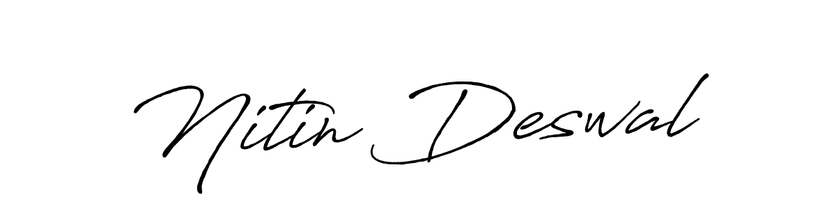 How to make Nitin Deswal name signature. Use Antro_Vectra_Bolder style for creating short signs online. This is the latest handwritten sign. Nitin Deswal signature style 7 images and pictures png