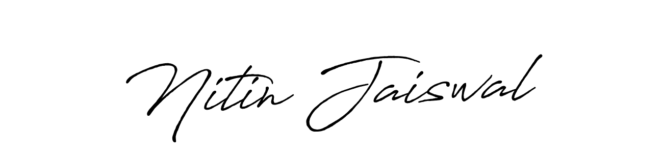 How to make Nitin Jaiswal name signature. Use Antro_Vectra_Bolder style for creating short signs online. This is the latest handwritten sign. Nitin Jaiswal signature style 7 images and pictures png