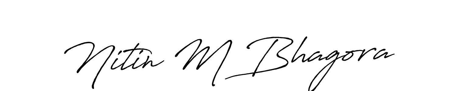 This is the best signature style for the Nitin M Bhagora name. Also you like these signature font (Antro_Vectra_Bolder). Mix name signature. Nitin M Bhagora signature style 7 images and pictures png