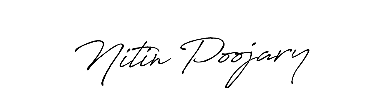 How to make Nitin Poojary name signature. Use Antro_Vectra_Bolder style for creating short signs online. This is the latest handwritten sign. Nitin Poojary signature style 7 images and pictures png