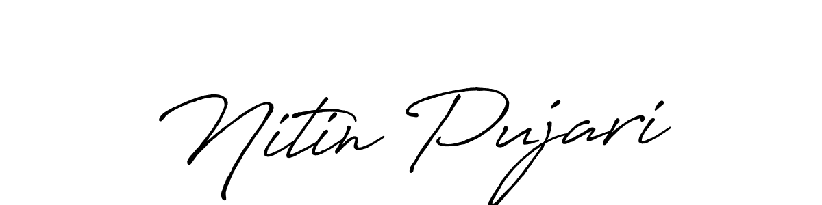 if you are searching for the best signature style for your name Nitin Pujari. so please give up your signature search. here we have designed multiple signature styles  using Antro_Vectra_Bolder. Nitin Pujari signature style 7 images and pictures png