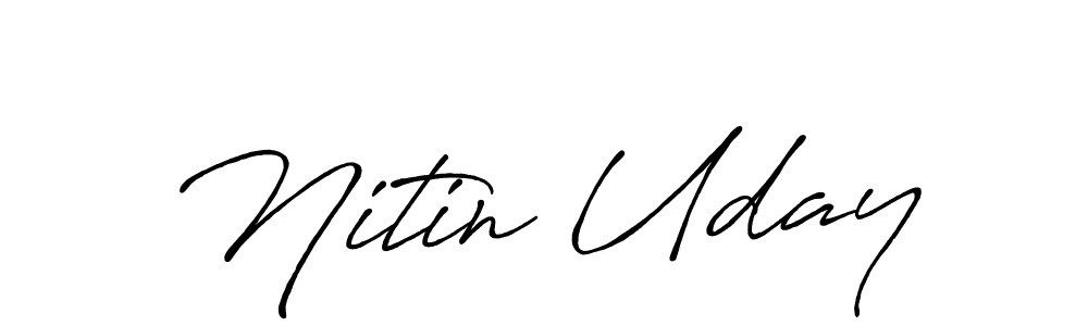 How to make Nitin Uday name signature. Use Antro_Vectra_Bolder style for creating short signs online. This is the latest handwritten sign. Nitin Uday signature style 7 images and pictures png