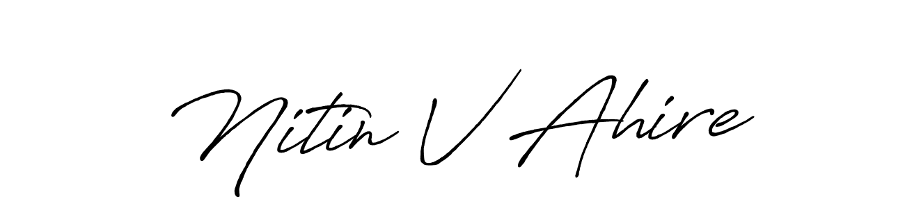 How to make Nitin V Ahire name signature. Use Antro_Vectra_Bolder style for creating short signs online. This is the latest handwritten sign. Nitin V Ahire signature style 7 images and pictures png
