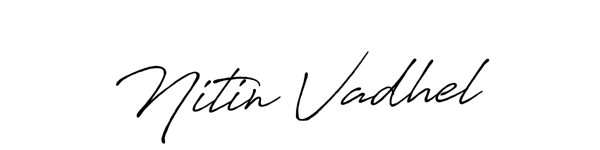 Also You can easily find your signature by using the search form. We will create Nitin Vadhel name handwritten signature images for you free of cost using Antro_Vectra_Bolder sign style. Nitin Vadhel signature style 7 images and pictures png