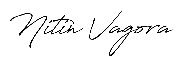 A dynamic signature style for Nitin Vagora using Antro_Vectra_Bolder script. Designed to look authentic, handwritten, and professional. Nitin Vagora signature style 7 images and pictures png