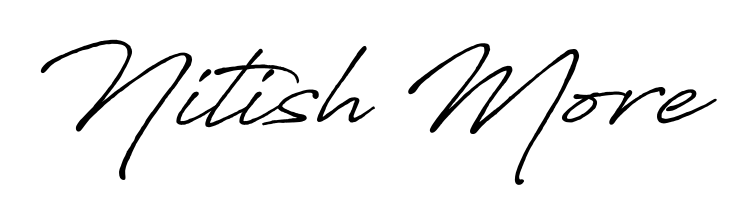 Designed for modern professionals: Nitish More name signature crafted with Antro_Vectra_Bolder script. Ready for digital PDF workflows. Nitish More signature style 7 images and pictures png