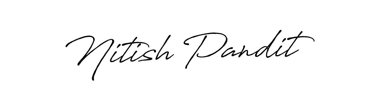 How to make Nitish Pandit name signature. Use Antro_Vectra_Bolder style for creating short signs online. This is the latest handwritten sign. Nitish Pandit signature style 7 images and pictures png