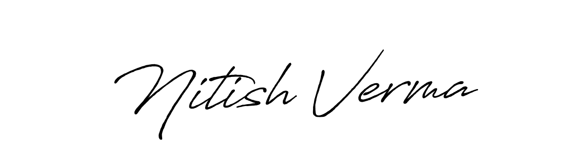 How to make Nitish Verma name signature. Use Antro_Vectra_Bolder style for creating short signs online. This is the latest handwritten sign. Nitish Verma signature style 7 images and pictures png