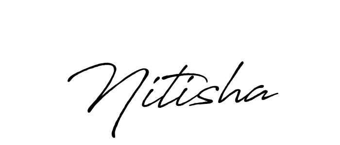 if you are searching for the best signature style for your name Nitisha. so please give up your signature search. here we have designed multiple signature styles  using Antro_Vectra_Bolder. Nitisha signature style 7 images and pictures png