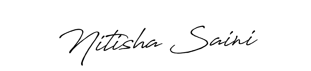 How to make Nitisha Saini name signature. Use Antro_Vectra_Bolder style for creating short signs online. This is the latest handwritten sign. Nitisha Saini signature style 7 images and pictures png