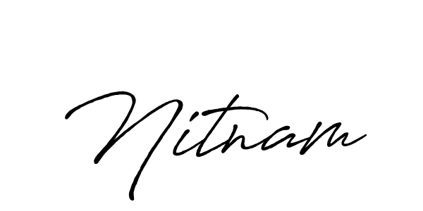 Use a signature maker to create a handwritten signature online. With this signature software, you can design (Antro_Vectra_Bolder) your own signature for name Nitnam. Nitnam signature style 7 images and pictures png