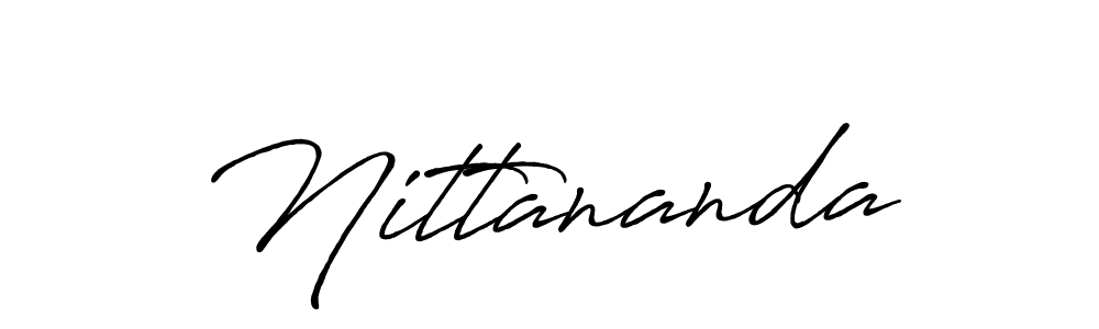 How to make Nittananda name signature. Use Antro_Vectra_Bolder style for creating short signs online. This is the latest handwritten sign. Nittananda signature style 7 images and pictures png
