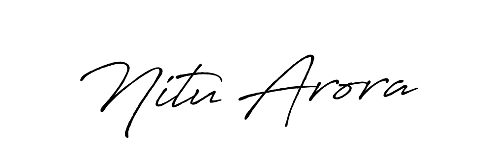 How to make Nitu Arora name signature. Use Antro_Vectra_Bolder style for creating short signs online. This is the latest handwritten sign. Nitu Arora signature style 7 images and pictures png