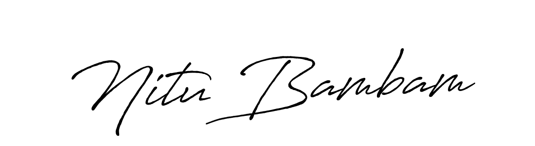 if you are searching for the best signature style for your name Nitu Bambam. so please give up your signature search. here we have designed multiple signature styles  using Antro_Vectra_Bolder. Nitu Bambam signature style 7 images and pictures png