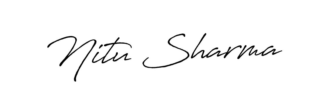 How to make Nitu Sharma name signature. Use Antro_Vectra_Bolder style for creating short signs online. This is the latest handwritten sign. Nitu Sharma signature style 7 images and pictures png