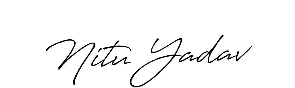 How to make Nitu Yadav name signature. Use Antro_Vectra_Bolder style for creating short signs online. This is the latest handwritten sign. Nitu Yadav signature style 7 images and pictures png