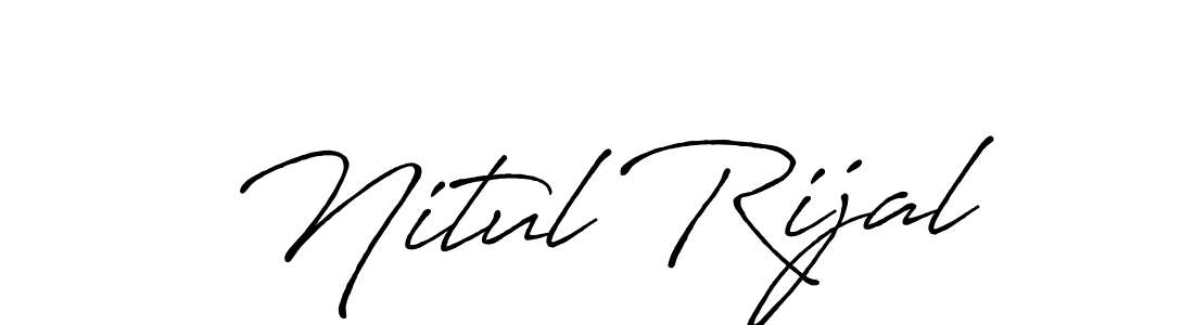 if you are searching for the best signature style for your name Nitul Rijal. so please give up your signature search. here we have designed multiple signature styles  using Antro_Vectra_Bolder. Nitul Rijal signature style 7 images and pictures png