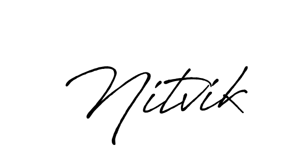 It looks lik you need a new signature style for name Nitvik. Design unique handwritten (Antro_Vectra_Bolder) signature with our free signature maker in just a few clicks. Nitvik signature style 7 images and pictures png