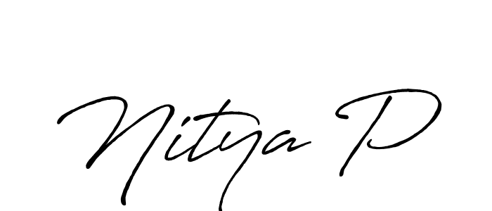 Use a signature maker to create a handwritten signature online. With this signature software, you can design (Antro_Vectra_Bolder) your own signature for name Nitya P. Nitya P signature style 7 images and pictures png