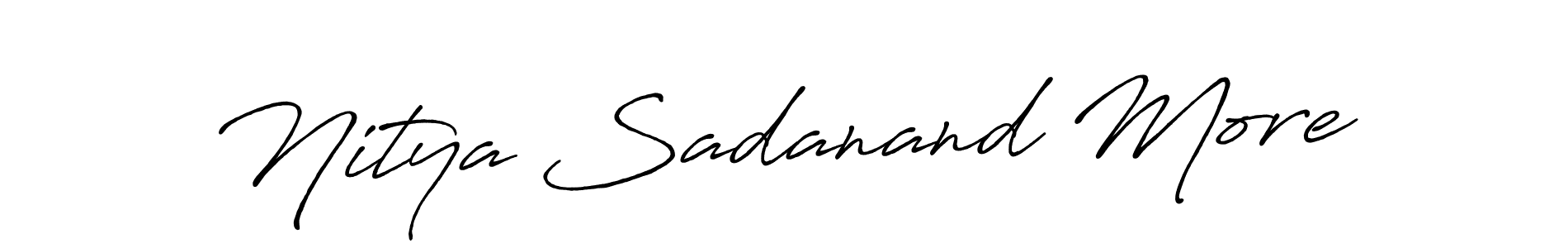 How to make Nitya Sadanand More name signature. Use Antro_Vectra_Bolder style for creating short signs online. This is the latest handwritten sign. Nitya Sadanand More signature style 7 images and pictures png