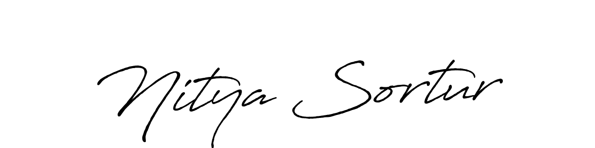 How to make Nitya Sortur name signature. Use Antro_Vectra_Bolder style for creating short signs online. This is the latest handwritten sign. Nitya Sortur signature style 7 images and pictures png