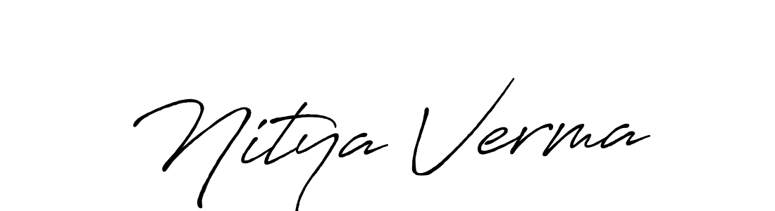 How to make Nitya Verma name signature. Use Antro_Vectra_Bolder style for creating short signs online. This is the latest handwritten sign. Nitya Verma signature style 7 images and pictures png