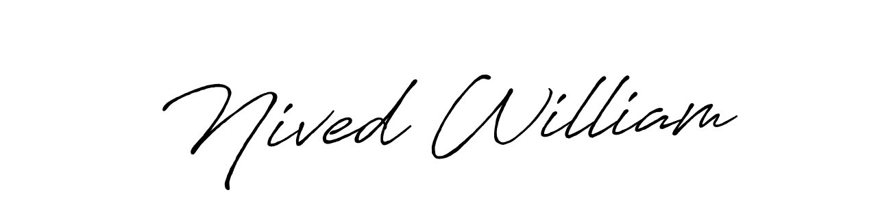 Nived William stylish signature style. Best Handwritten Sign (Antro_Vectra_Bolder) for my name. Handwritten Signature Collection Ideas for my name Nived William. Nived William signature style 7 images and pictures png