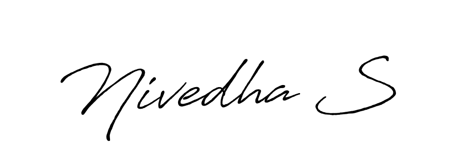 Also You can easily find your signature by using the search form. We will create Nivedha S name handwritten signature images for you free of cost using Antro_Vectra_Bolder sign style. Nivedha S signature style 7 images and pictures png